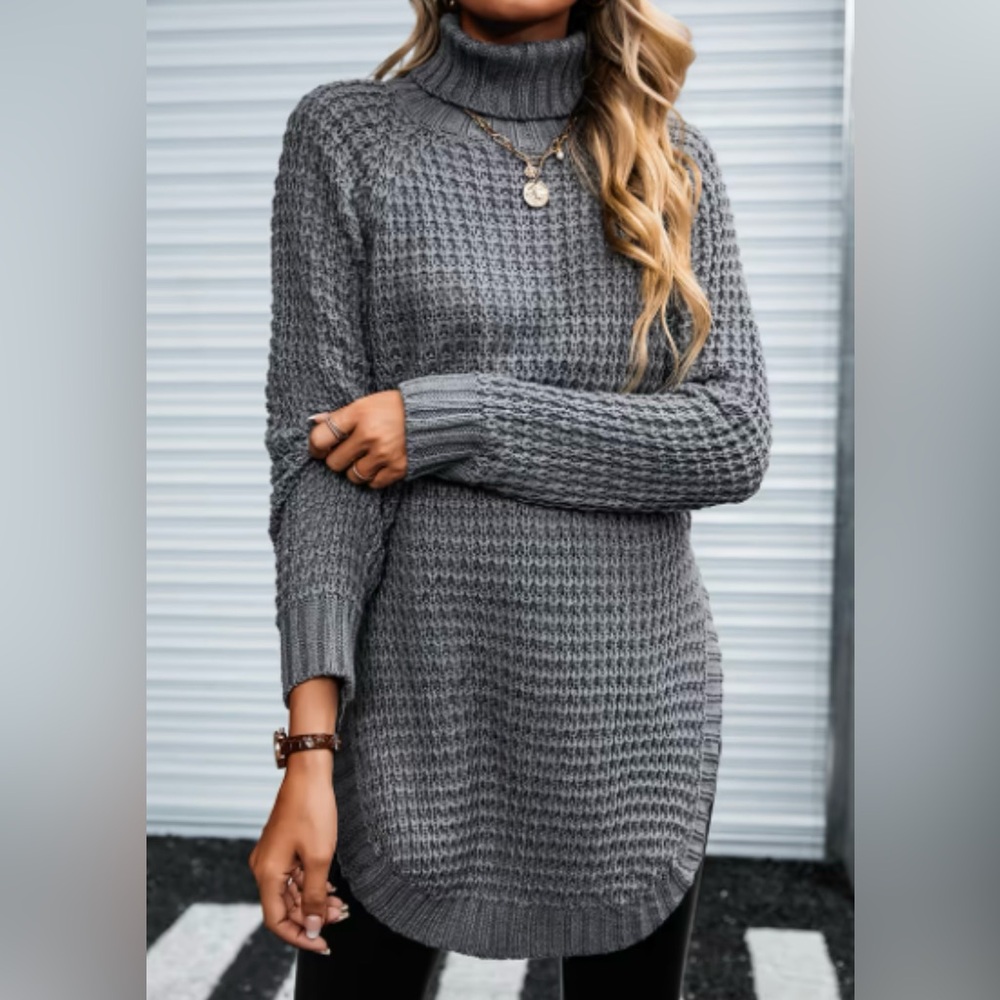 Cupshe More Than Words Turtleneck Longline Sweater size M